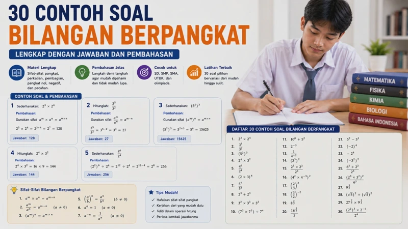 30 Contoh Soal Bilangan Berpangkat Lengkap dengan Jawaban dan Pembahasan