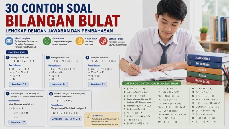 30 Contoh Soal Bilangan Bulat Lengkap dengan Jawaban dan Pembahasan