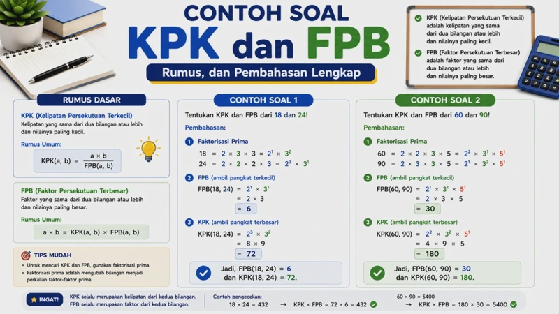 30 Contoh Soal KPK dan FPB Lengkap dengan Jawaban dan Pembahasan