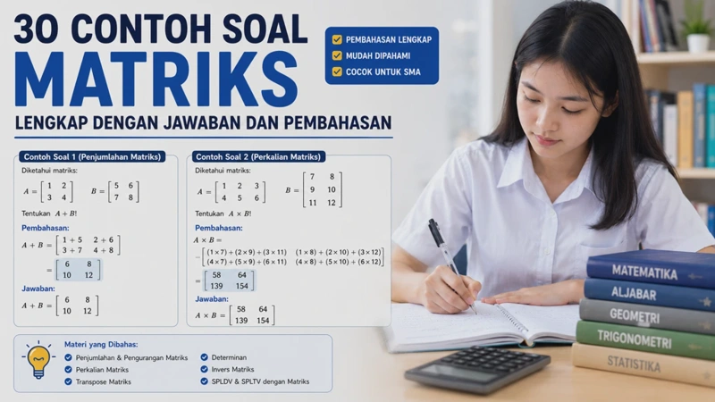 30 Contoh Soal Matriks Lengkap dengan Jawaban dan Pembahasan