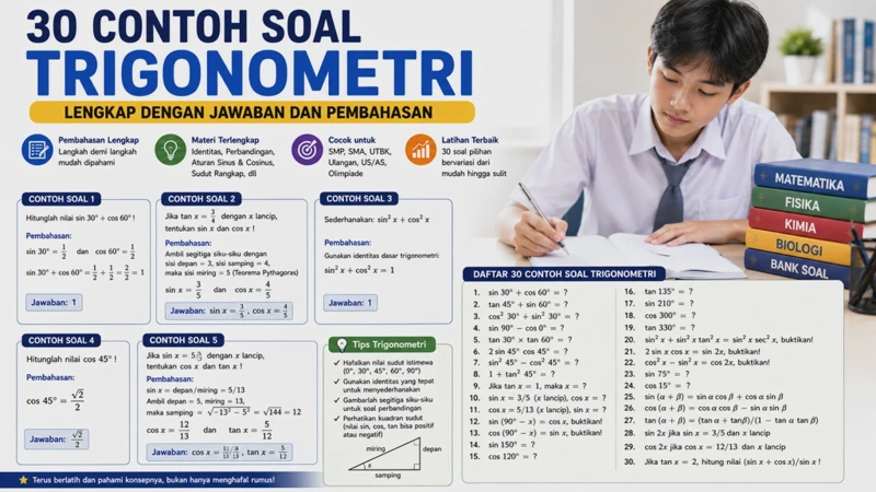 30 Contoh Soal Trigonometri Lengkap dengan Jawaban dan Pembahasan