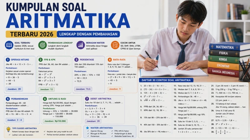 Kumpulan Soal Aritmatika Terbaru 2026 Lengkap dengan Pembahasan