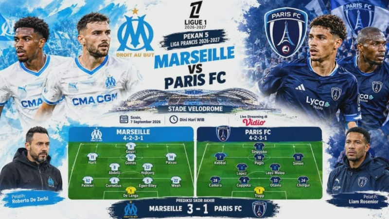Marseille vs Paris Jadwal Pertandingan & Susunan Pemain Head To Head